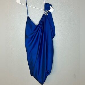 BCBGMaxAzria Royal Blue One-Shoulder Dress